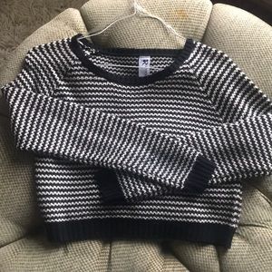 Black and white striped cropped sweater
